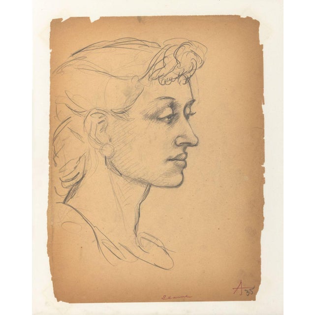 Peter Agostini (American, 1913-1993), "Elaine", Graphite on Paper, 1935, signed and dated "A 35" lower right, titled lower...