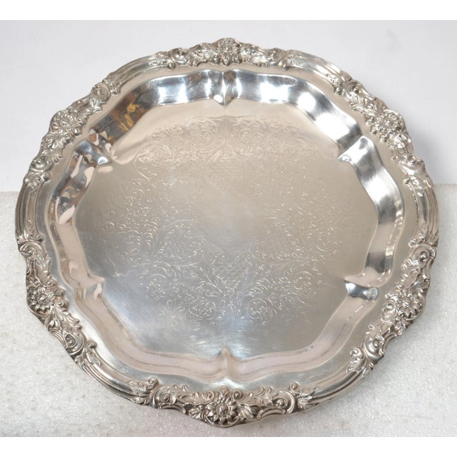 Mid-20th Century heavy Victorian Silver Plate Edelweiss Serving Tray, Platter, Serveware by F.B. Rogers Silver Company,...