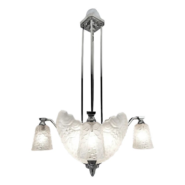 Art Deco Ceiling Lamp by André Nuet & Charles Schneider For Sale