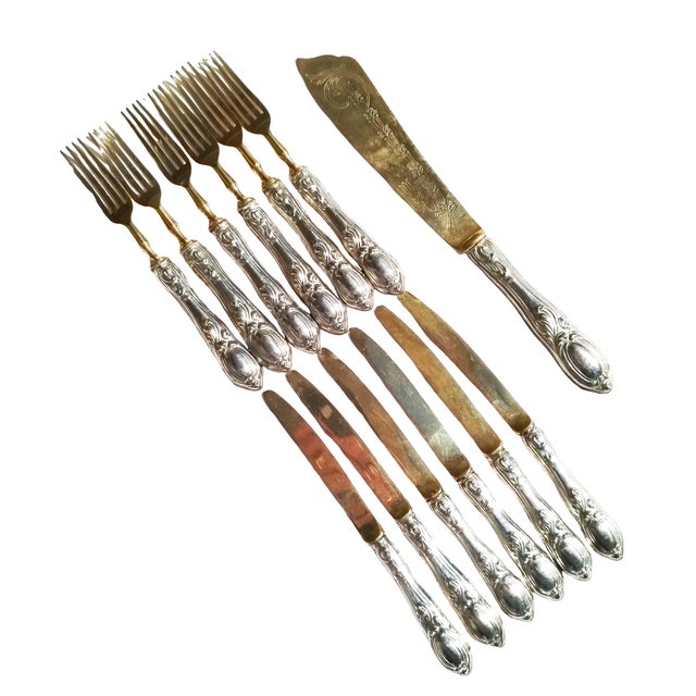 Silver Dessert Cutlery Set, 1950s, Set of 13 For Sale - Image 9 of 12