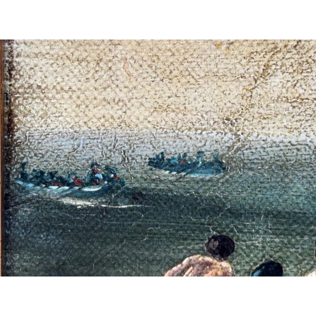 Gray Victorian British Naval Marine Oil Painting HMS Bombay on Fire Off Montevideo 1864 After Beechey For Sale - Image 8 of 18