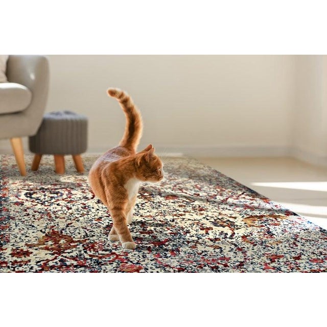 2020s 5x8 Ivory Hand-Knotted Wool Viscose Fragmented Floral Abstract Carpet Rug For Sale - Image 5 of 5