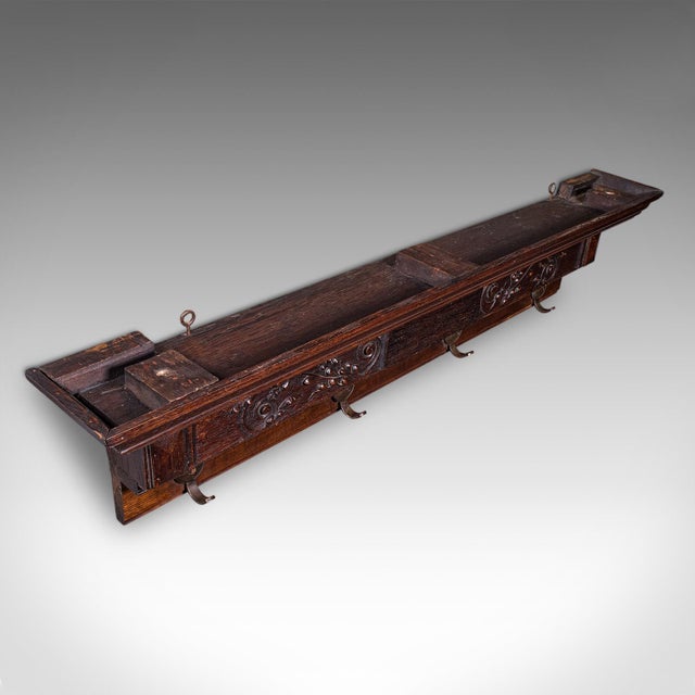 1900 - 1909 4 Hook Antique Cloakroom Coat Rack, English, Reception Valet, Edwardian, c.1905 For Sale - Image 5 of 10