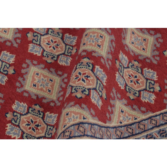 Textile Vintage Bokhara Rug in Saturated Red With Geometric Patterns - Rug & Kilim For Sale - Image 7 of 8