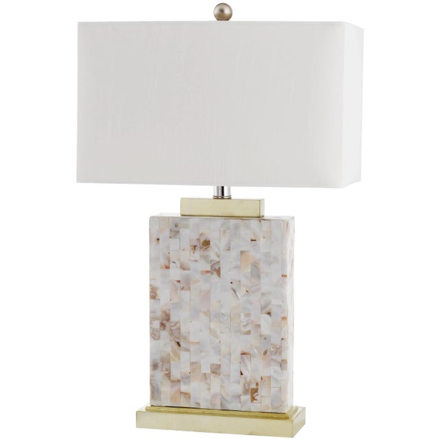 Modern 24.5 Inch H Shell Table Lamp in Cream - a Pair For Sale - Image 3 of 9