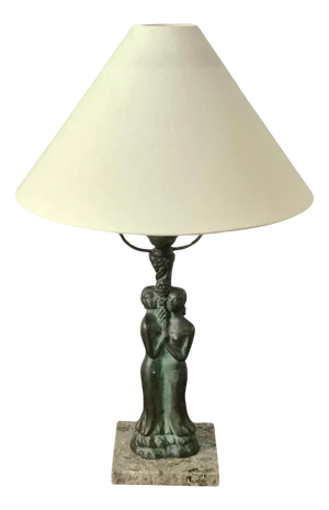 Scandinavian Grace Table Lamp in Bronze with Green Marble Base, 1930s