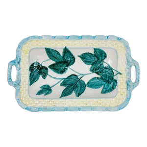 Vintage Majolica Style Ivy Basket Motif Ceramic Bowl