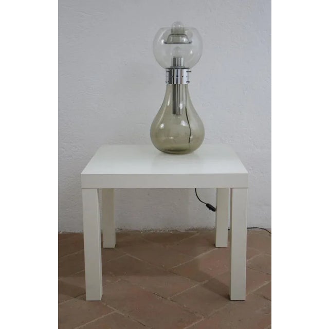 Silver Space Age Italian Birillo Table Lamp in Glass and Steel from Mazzega, 1960s For Sale - Image 8 of 12