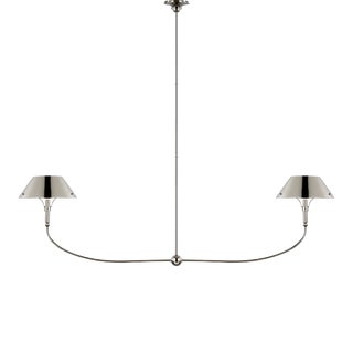 Thomas O'Brien for Visual Comfort Signature Turlington XL Linear Chandelier in Polished Nickel with Polished Nickel Shade For Sale
