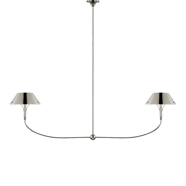 Thomas O'Brien for Visual Comfort Signature Turlington XL Linear Chandelier in Polished Nickel with Polished Nickel Shade For Sale