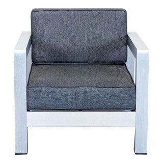 Christopher Knight Aviara Modern Outdoor Armchair With Aluminum Frame and Dark Gray Cushions, Attributed For Sale