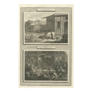 Pieter Mortier, Nebuchadnezzar Among the Beasts and Belshazzar's Feast, 1700, Engraving For Sale
