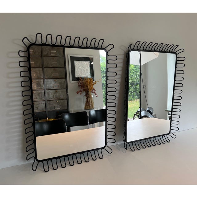 Black Lacquered Metal Mirrors Circa 1980 - a Pair For Sale - Image 9 of 12