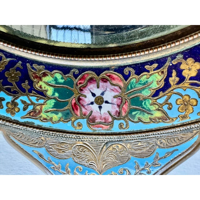 Late 19th Century Stunning Large Antique French Champleve Brass Hand/Wall Mirror 19th Century 8x15.5” For Sale - Image 5 of 10