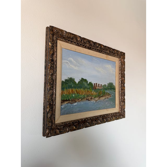 1980s Vintage Impressionist River Landscape Oil Painting on Canvas - Framed For Sale - Image 5 of 11