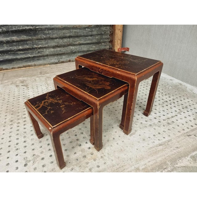 Oriental Nesting Tables, 1960s, Set of 3 For Sale - Image 11 of 18