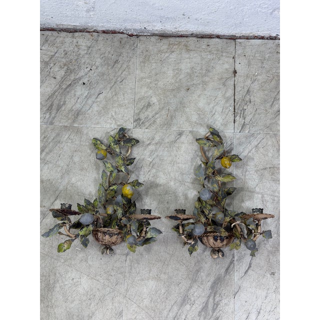 Vintage Tole Wall Sconces, a Pair For Sale - Image 10 of 10
