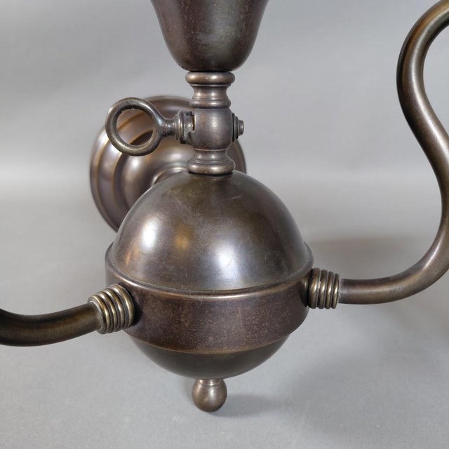 Pair of Early 20th Century Art Nouveau Gas-Electric Wall Lights With Floral Motifs & Frosted Bell Shades For Sale - Image 4 of 8