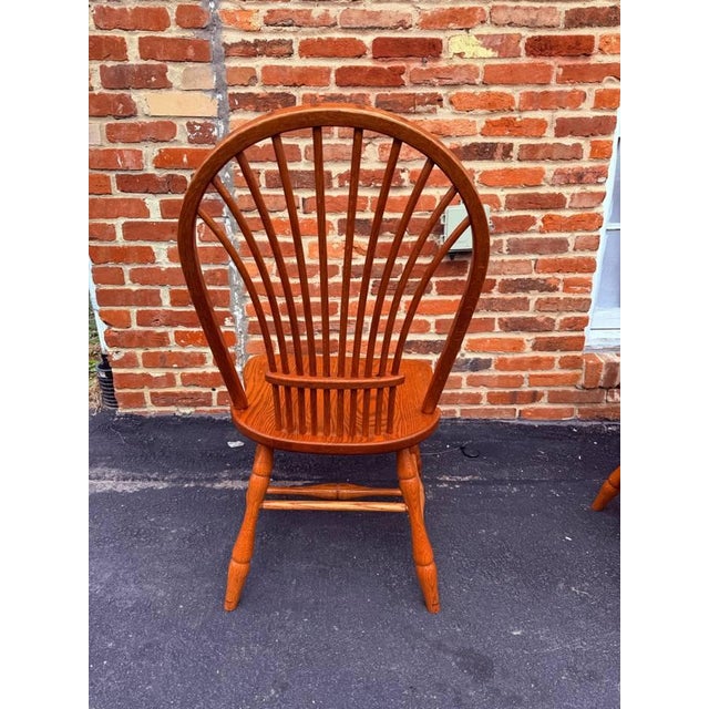 Vintage Edrich Mills Windsor Style Bow Back Oak Dinning Side Chairs. Set of 8 For Sale - Image 14 of 16