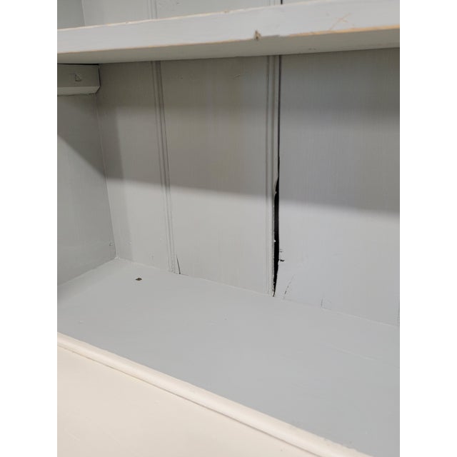 1920s Antique English Country Painted Two Piece China Curio Cabinet For Sale - Image 5 of 17