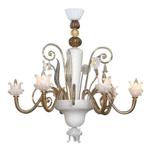 Italian Vintage Murano Glass Chandelier by Venini