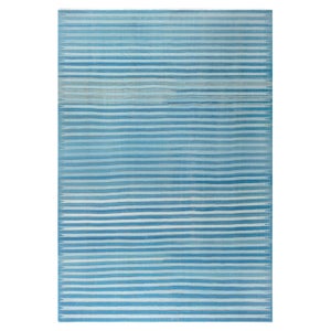 Doris Leslie Blau Vintage Indian Dhurrie Striped Blue Rug