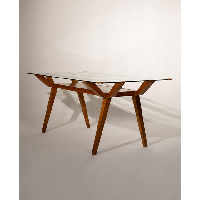 Mid-Century Italian Dining Table with Wood Inlay, 1950 For Sale - Image 4 of 15