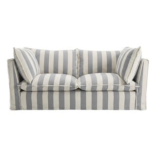 Sophie Conran Coco 2.5 Seater Sofa - Garden Grey Stripes with Knife Edge Cushion For Sale