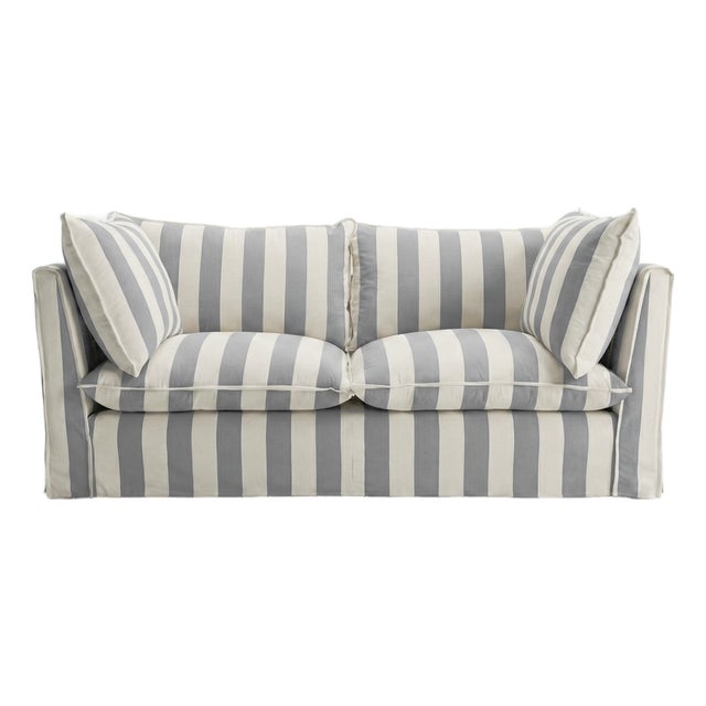 Sophie Conran Coco 2.5 Seater Sofa - Garden Grey Stripes with Knife Edge Cushion For Sale