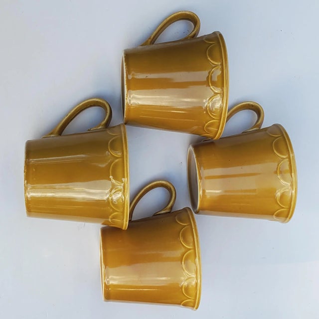 Vintage Homer Laughlin Castilian Coventry Golden Harvest Coffee Tea Mugs- Set of 4 For Sale - Image 4 of 7