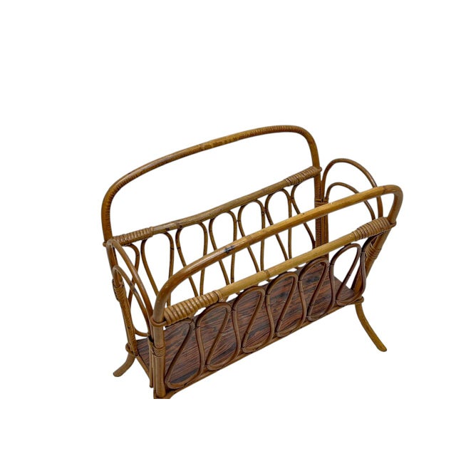 Rattan Bamboo Magazine Rack from Franco Albini, Italy, 1970s For Sale - Image 13 of 15