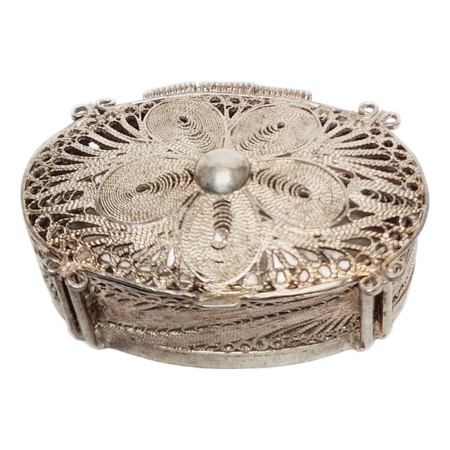 Russian Silver Filigan Pill Container, Germany, 1930s For Sale
