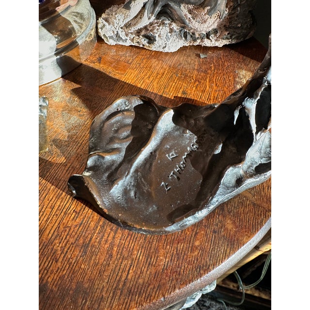 1900 - 1909 Antique Art Nouveau E. Thomasson “Daphne” Bronze Figural Table Lamp – Art Nouveau Lady W/ Stained Glass Shade For Sale - Image 5 of 12