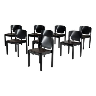 Model 122 Dining Room Chairs attributed to Vico Magistretti for Cassina, 1970s, Set of 8 For Sale