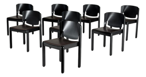 Model 122 Dining Room Chairs attributed to Vico Magistretti for Cassina, 1970s, Set of 8