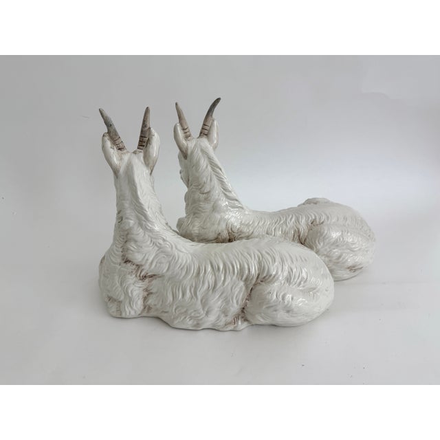 Ceramic Mid-Century Italian Ronzan Ceramic Double Mountain Goat Sculpture For Sale - Image 7 of 9