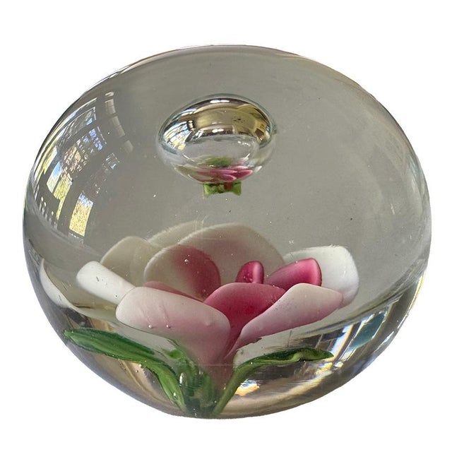 Mid 20th Century Mid-Century Lampworked Plumeria Flower & Frog Paperweight For Sale - Image 5 of 14