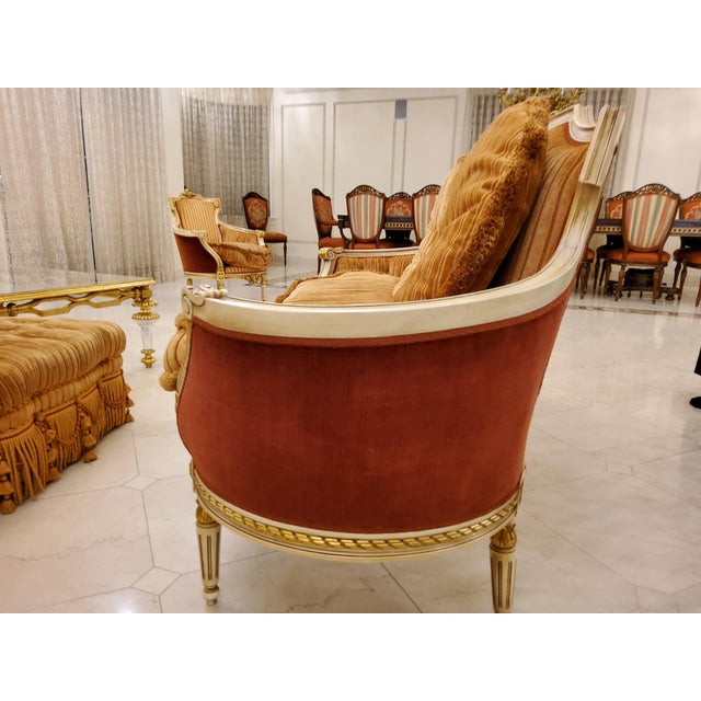 1990s Italian Settee Armchair and Ottoman Set For Sale - Image 11 of 13