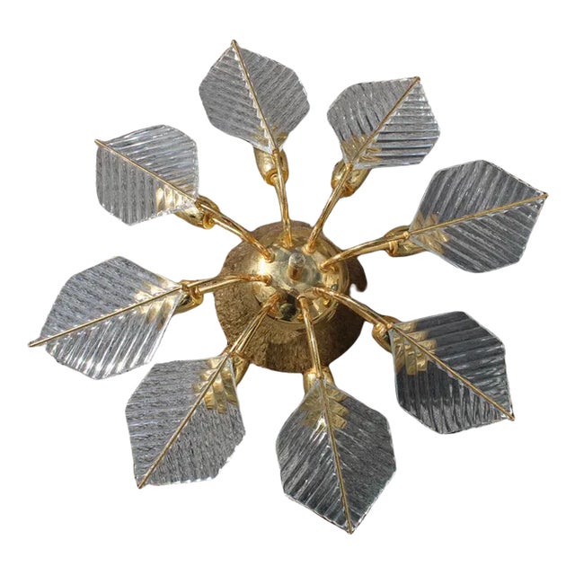 Golden Metal and Crystal Round Chandelier from Stilkronen, 1970s For Sale