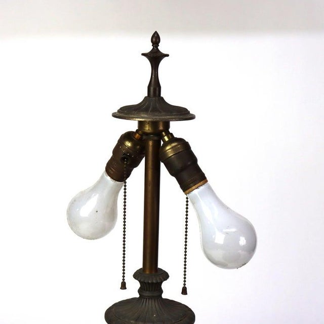 Glass Oversized Antique Jefferson School Scenic Reverse Painted Table Lamp C1900 For Sale - Image 7 of 10