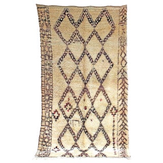 Vintage Beni Ourain Moroccan Berber Rug, 6'4" x 11'9" feet For Sale