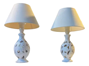 White Ceramic Table Lamps by Hans Rudolf Petersen, 1940s, Set of 2