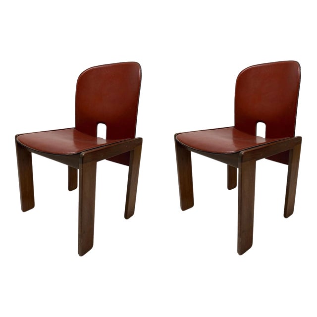 Set of Leather 121 Chairs by Afra & Tobia Scarpa for Cassina, 1967 For Sale