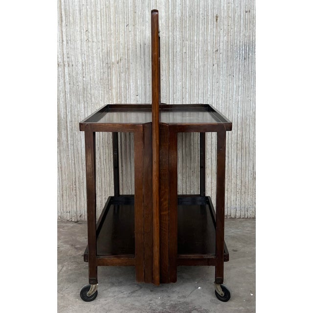 Mid-Century Modern Folding Bar Cart With Two Tier For Sale - Image 6 of 10