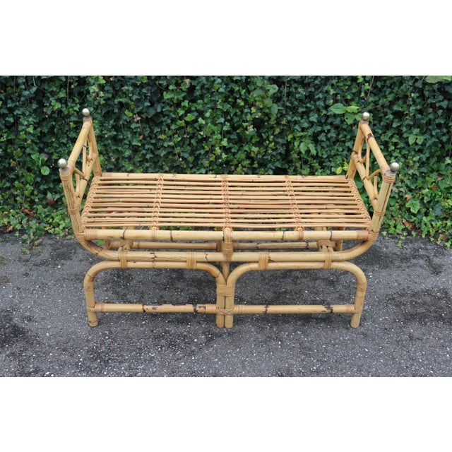 1960s Vintage Italian Rattan Bench, 1960 For Sale - Image 5 of 10