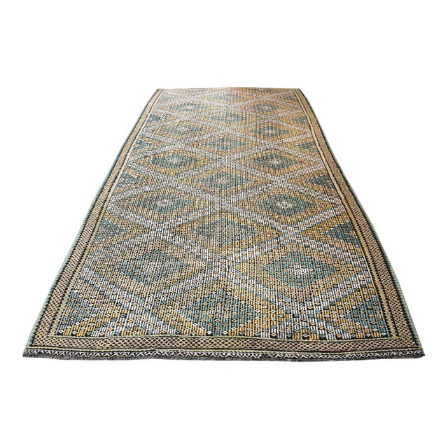 1960s Floral Design Vintage Turkish Kilim For Sale