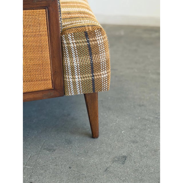 Vintage Plaid & Cane Lounge Chair For Sale - Image 12 of 18