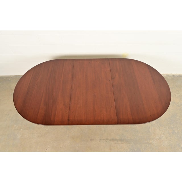 1980s Kittinger Georgian Solid Mahogany Double Pedestal Extension Dining Table For Sale - Image 5 of 15