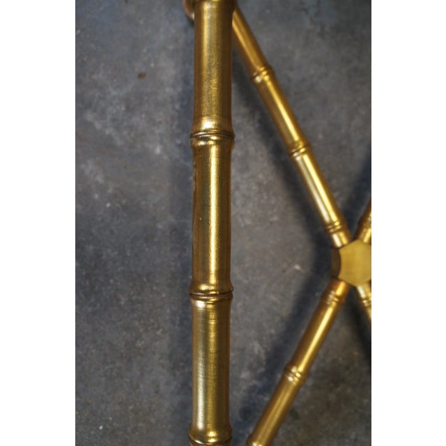 Late 20th Century Vintage Hollywood Regency Gold Faux Bamboo Coffee Cocktail Table Base For Sale - Image 4 of 8