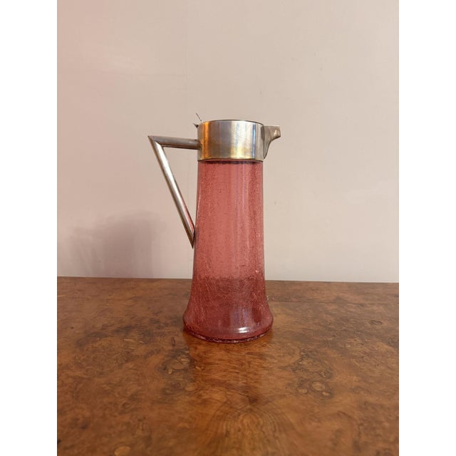 Large Antique Edwardian Cranberry Glass Water Jug, 1900s For Sale - Image 3 of 7